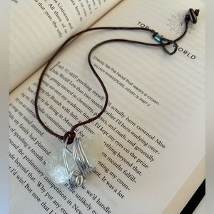 Handmade Quartz Necklace on leather string